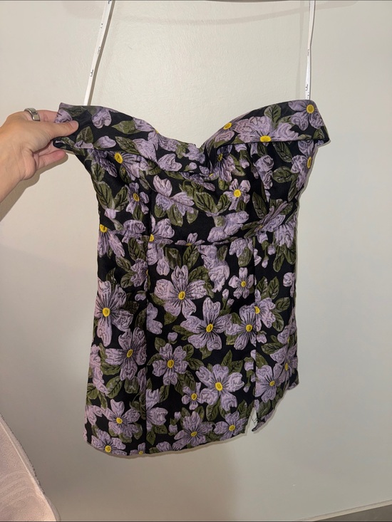 Lulus Dresses & Skirts - Lulu’s Strapless Floral Top in Black & Lilac